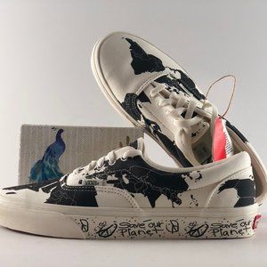 vans era save our planet marshmallow & black skate shoes